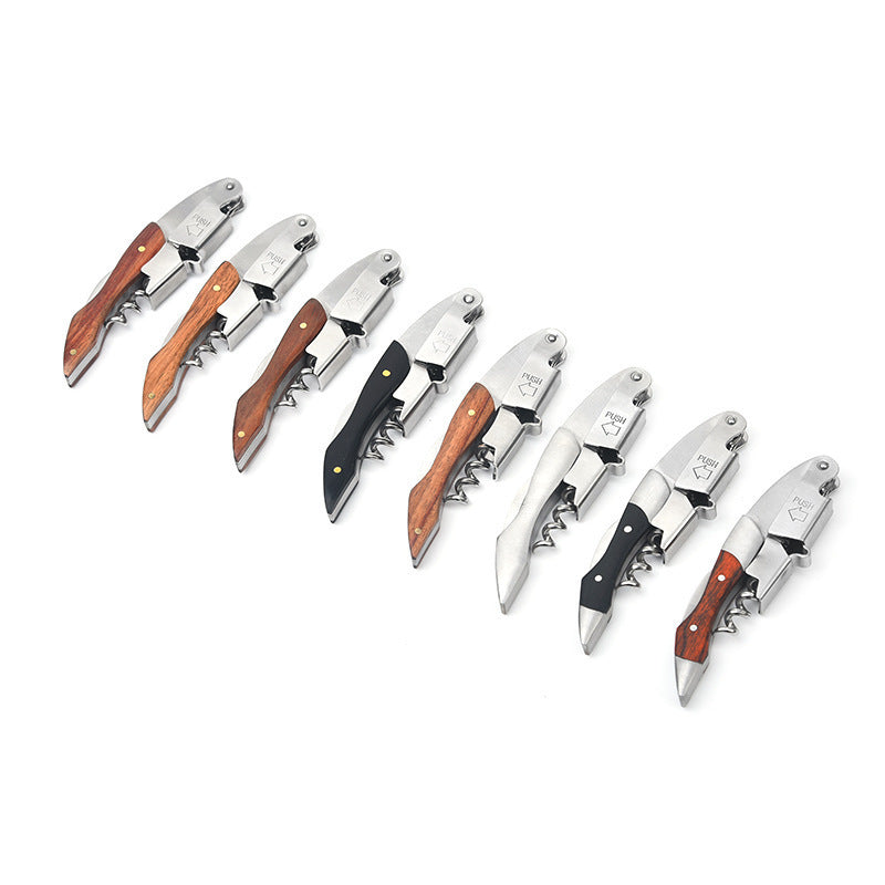 Abrebotellas de Vino y Licor: Sacacorchos de Acero Inoxidable con Funda de Piel, Herramienta de Bar Portátil