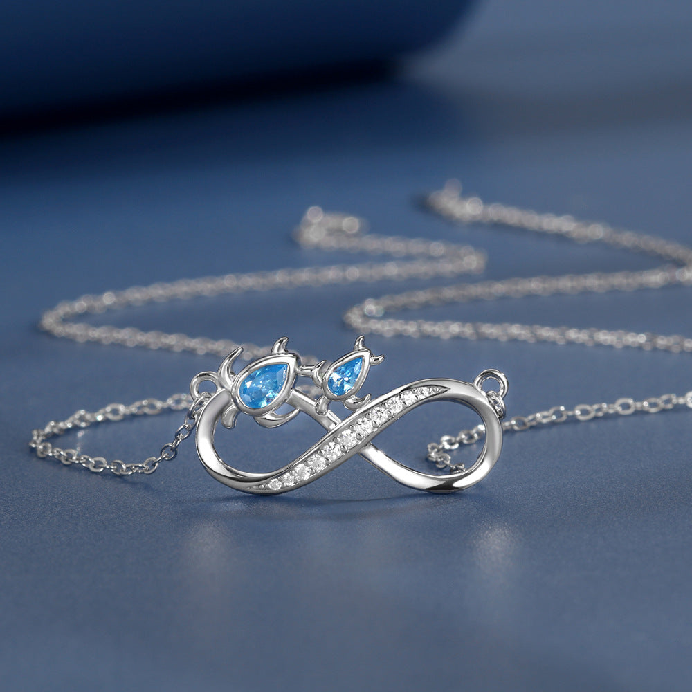 Cadena Corta de Plata 925 con Dije de Infinito y Tortugas – Amor y Longevidad
