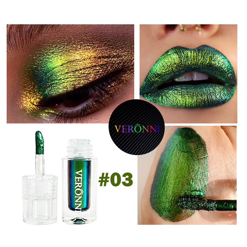 VERONNI Sombra de Ojos Líquida Camaleón: Sombra Metálica Brillante con Efecto Perlado y Destellos