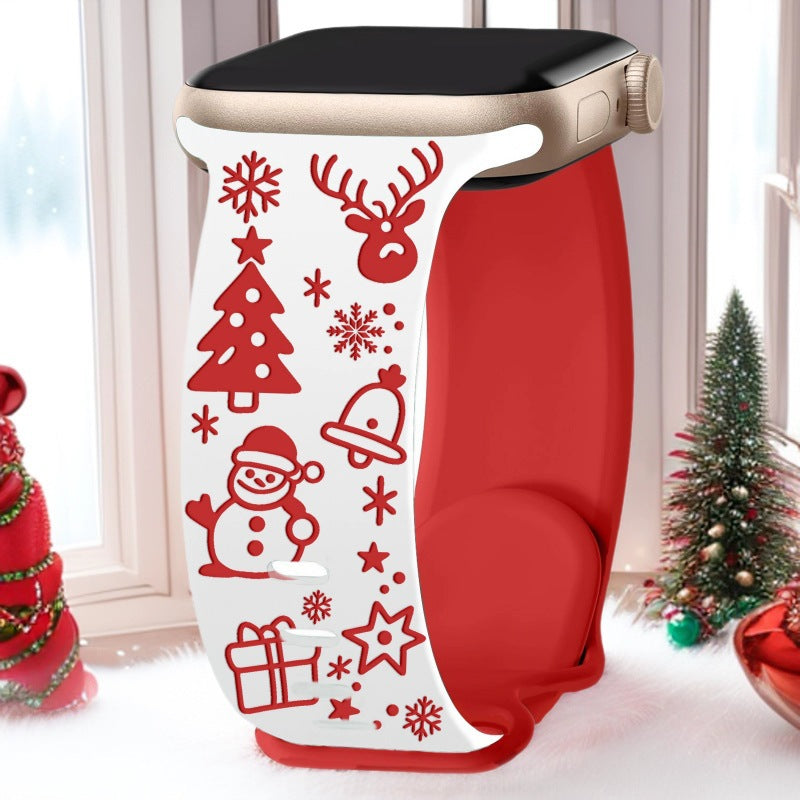 3D Laser Engraved Santa Claus Apple Watch Band for Christmas