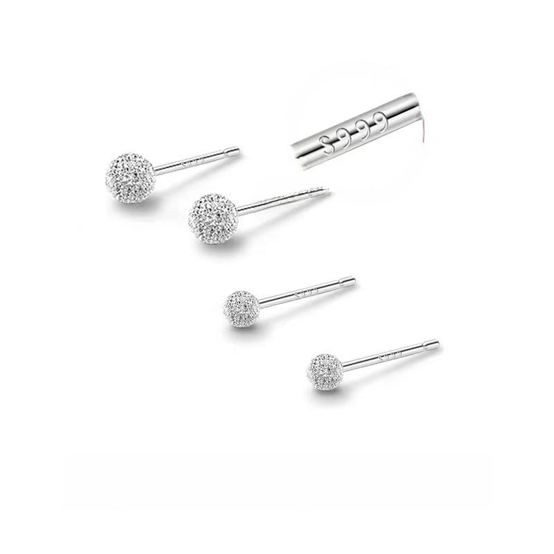 Pendientes Botón Esféricos en Plata Pura S999 – Unisex para Adolescentes