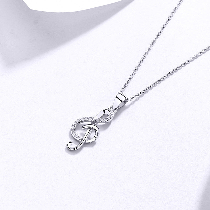 Cadena de Plata 925 con Dije de Nota Musical – Cristales Brillantes