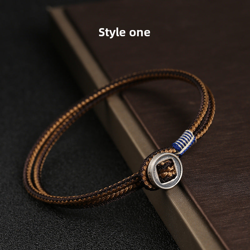 Pulsera Tejida con Botón de Plata 925 – Regalo Romántico para Pareja