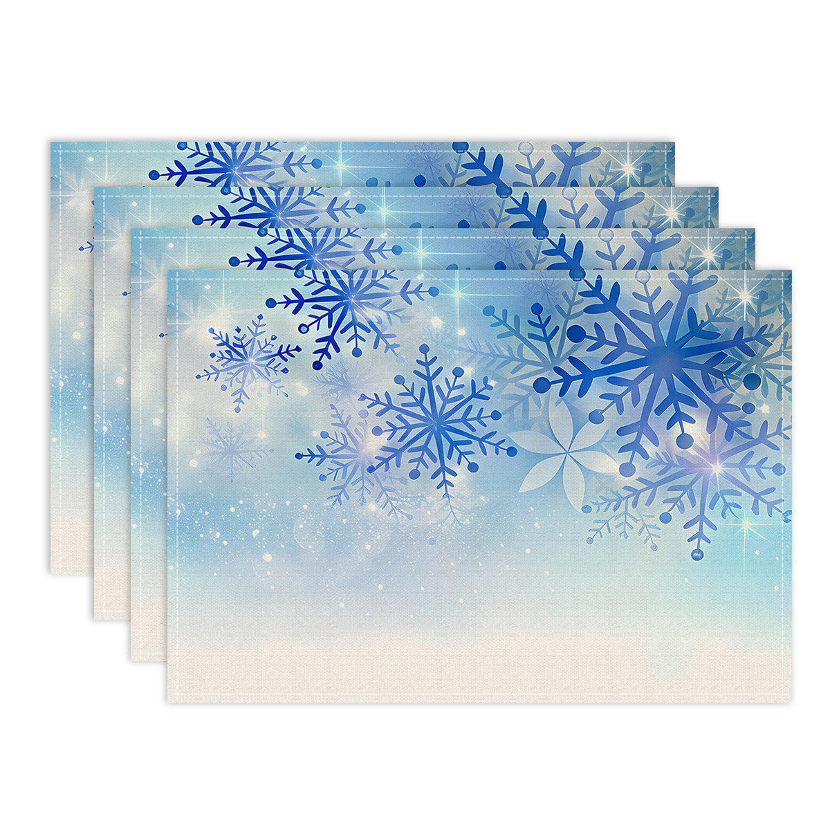 ndividual navideño para mesa con estampado de nieve Azúl