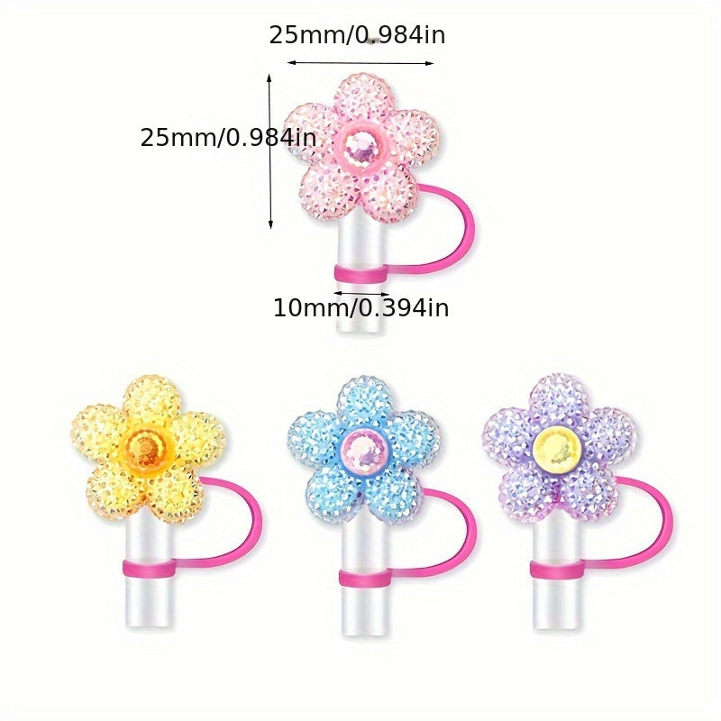 Resin Bright Flower Straw Cap for Stanley: Reusable and Stylish