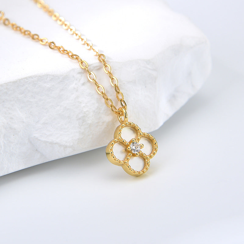 Cadena de Plata 925 con Dije de Trébol de Cuatro Hojas – Amuleto de Buena Suerte