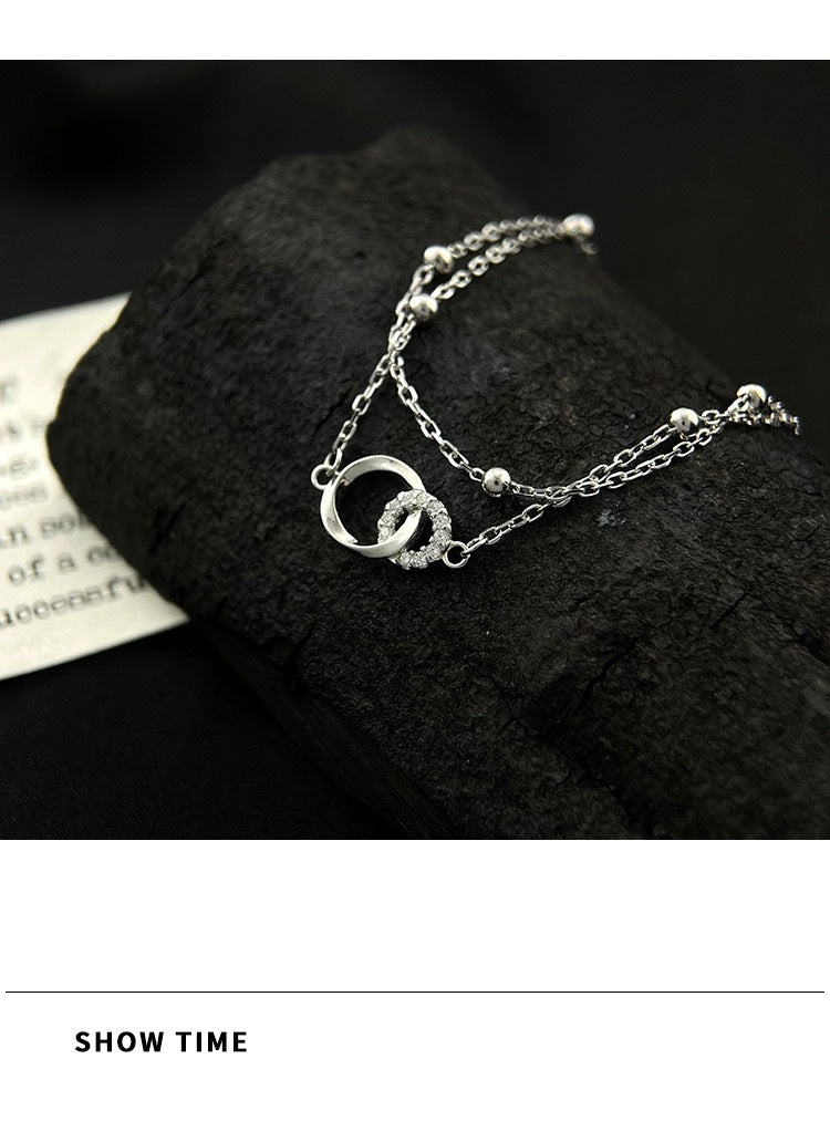 Pulsera de Plata 925 con Dos Círculos Enlazados – Conexión, Amistad y Amor