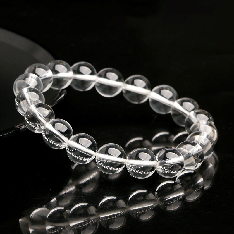 Pulsera de Cuarzo Blanco Natural: Joyería de Alta Calidad, Perlas de Meditación, Ideal para la Purificación y Desmagnetización