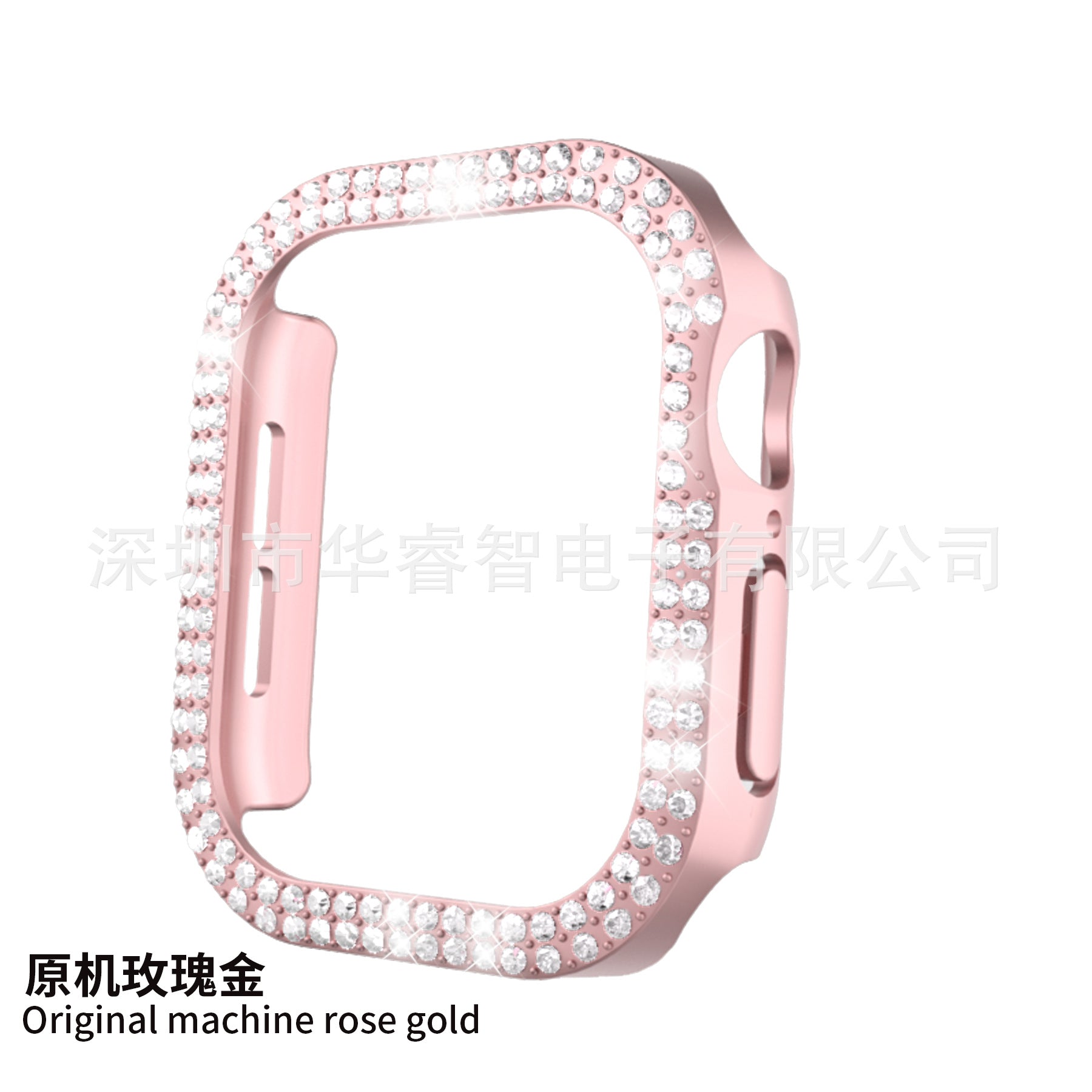 Protective Case for Apple Watch S10: Double Row Diamonds, Perforated Design & Half Cover