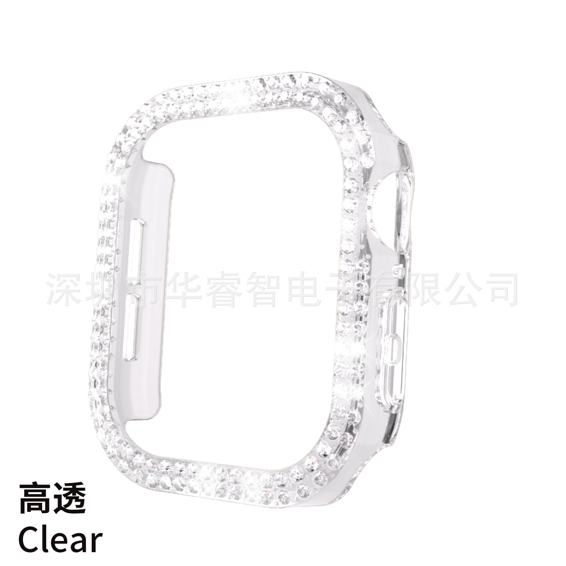 Protective Case for Apple Watch S10: Double Row Diamonds, Perforated Design & Half Cover