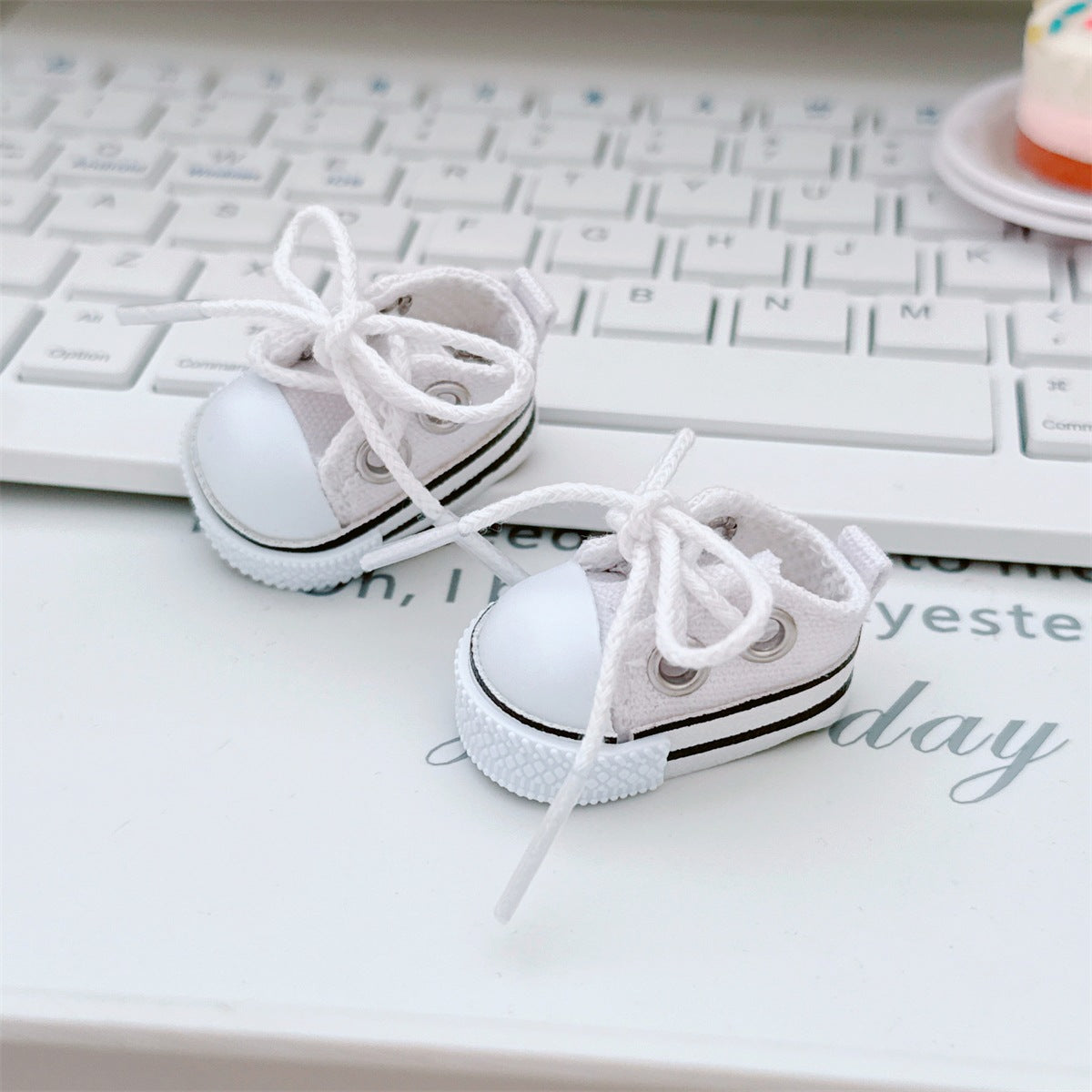 Zapatillas de lona para muñecas de 17 cm: Labubu, muñeca de algodón de 10 cm, color negro y blanco, con cordones