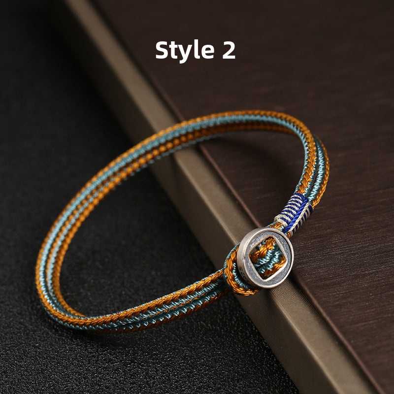 Pulsera Tejida con Botón de Plata 925 – Regalo Romántico para Pareja