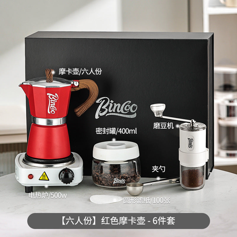 Bincoo: Set de regalo de cafetera moka, equipo para preparar café, cafetera manual compacta, ideal para cumpleaños