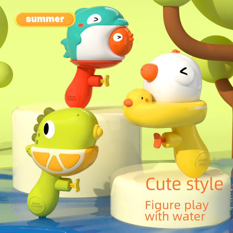 Pistolas de Agua para Niños con Diseño de Animales: Patito Amarillo y Dinosaurio, Juguetes de Verano para Playa y Juegos Acuáticos