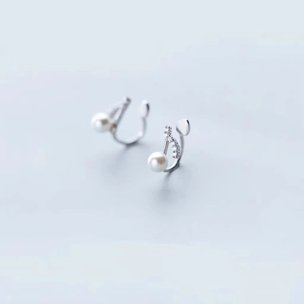 Aretes de Notas Musicales con Perla en Plata 925 – Regalo para Amantes de la Música