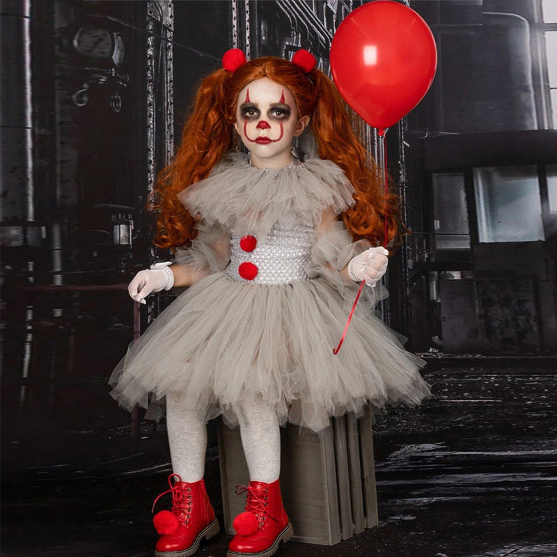 Disfraz de Payaso para Niños con Vestido de Encaje y Tutu