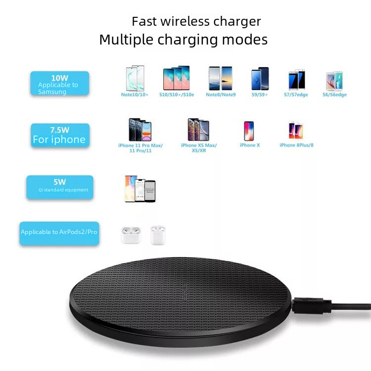 Cargador Inalámbrico K8: Carga Rápida de 15W para Teléfonos y Auriculares