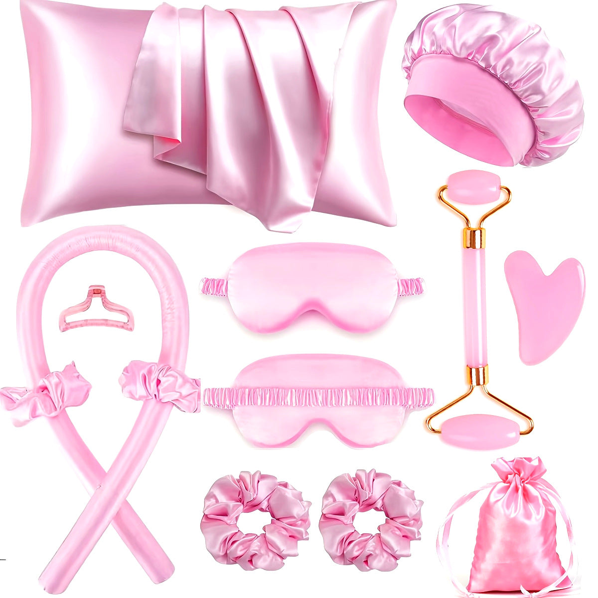 Amazon Heatless Curling Iron Set: 6-Piece Summer Hair Care Kit with Shower Cap and Eye Mask