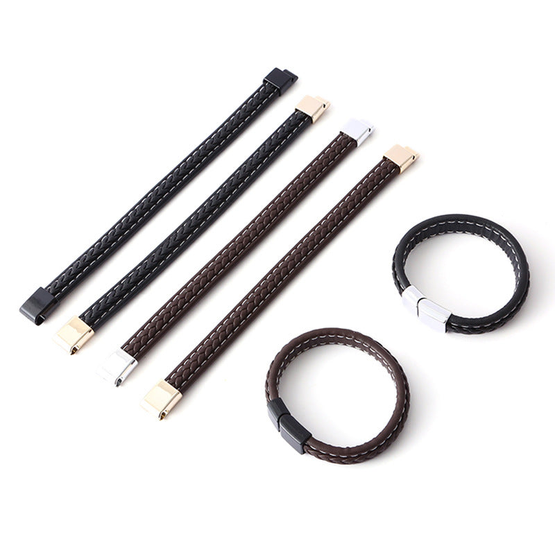 Pulsera de Cuero Trenzado con Cierre Magnético – Diseño Delicado para Parejas