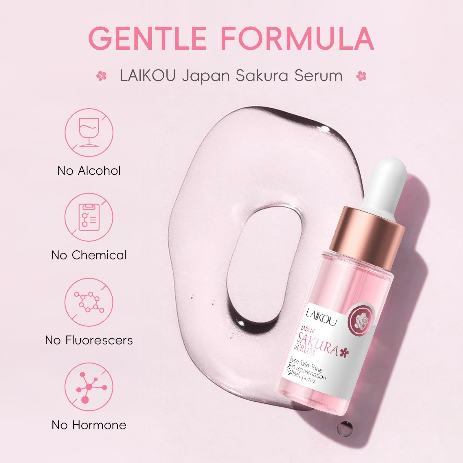 LaiKou Esencia Hidratante de Cereza Sakura de Japón 17ml: Suero Facial Hidratante y Reparador