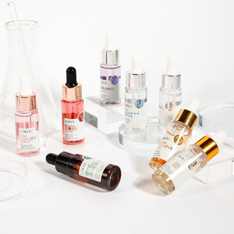 LaiKou serum Hidratante de 8 Colores: Ácido Hialurónico, Extracto de Cerezo, Niacinamida, Vitamina C, Extracto de Caracol