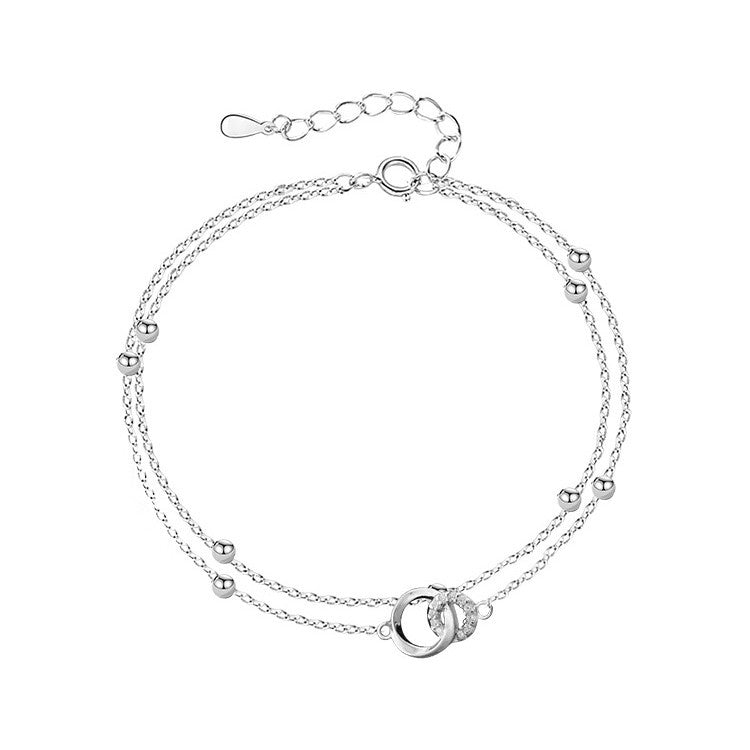 Pulsera de Plata 925 con Dos Círculos Enlazados – Conexión, Amistad y Amor