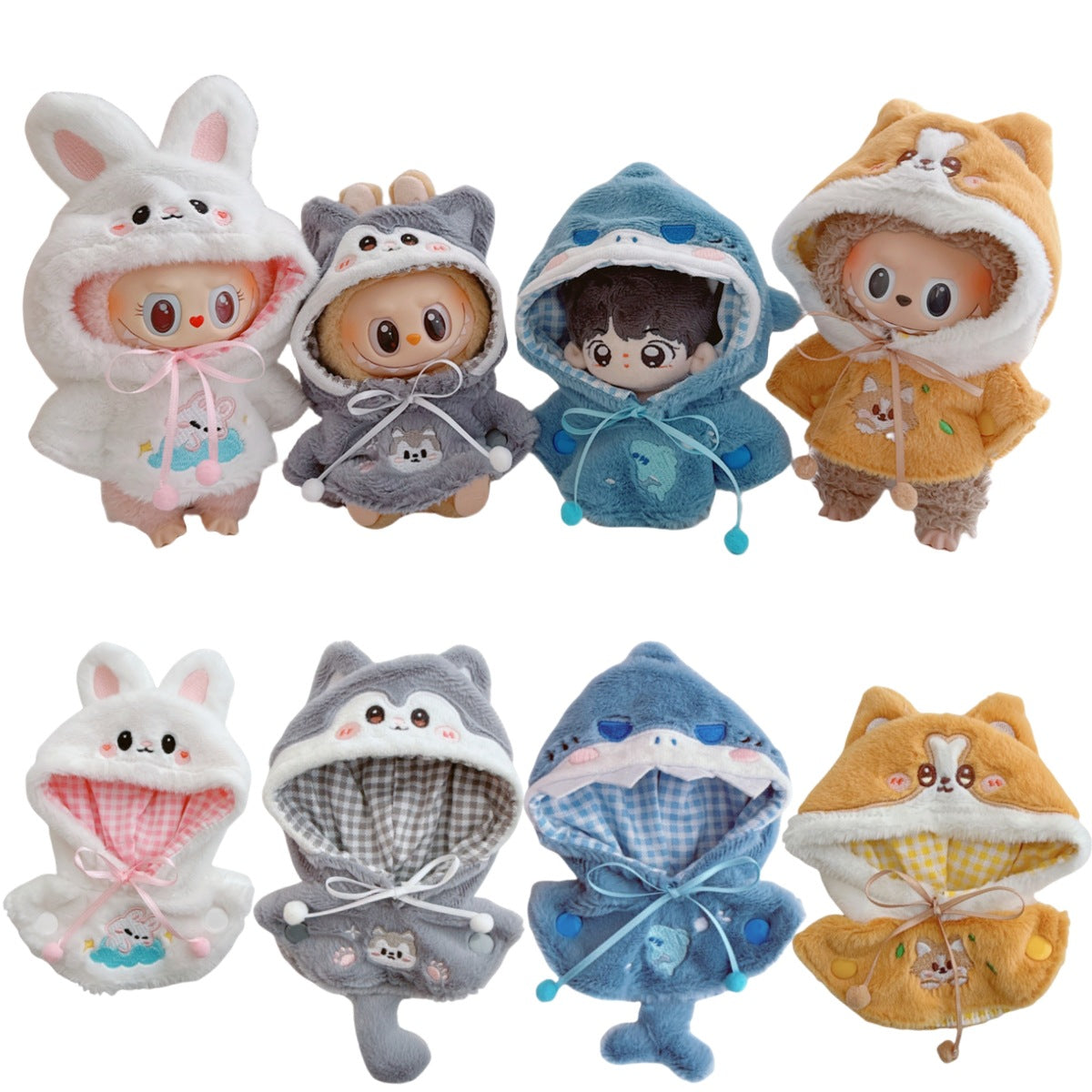 Adorable outfit con gorro de animales para Labubu (Muñeca no incluida)