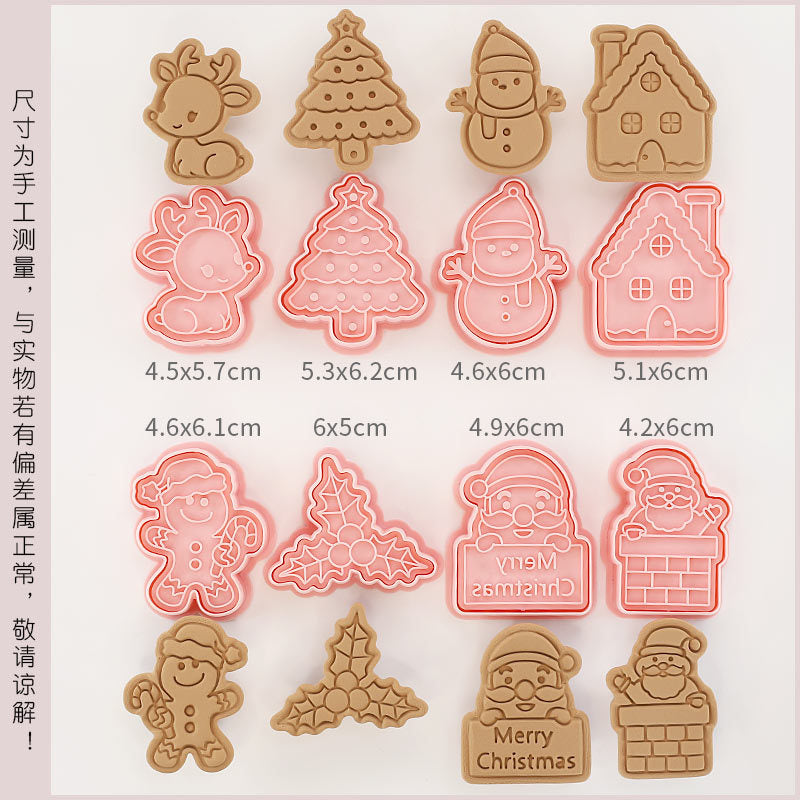 3D Christmas Cookie Mold Set with Tree and Party Themes for Baking