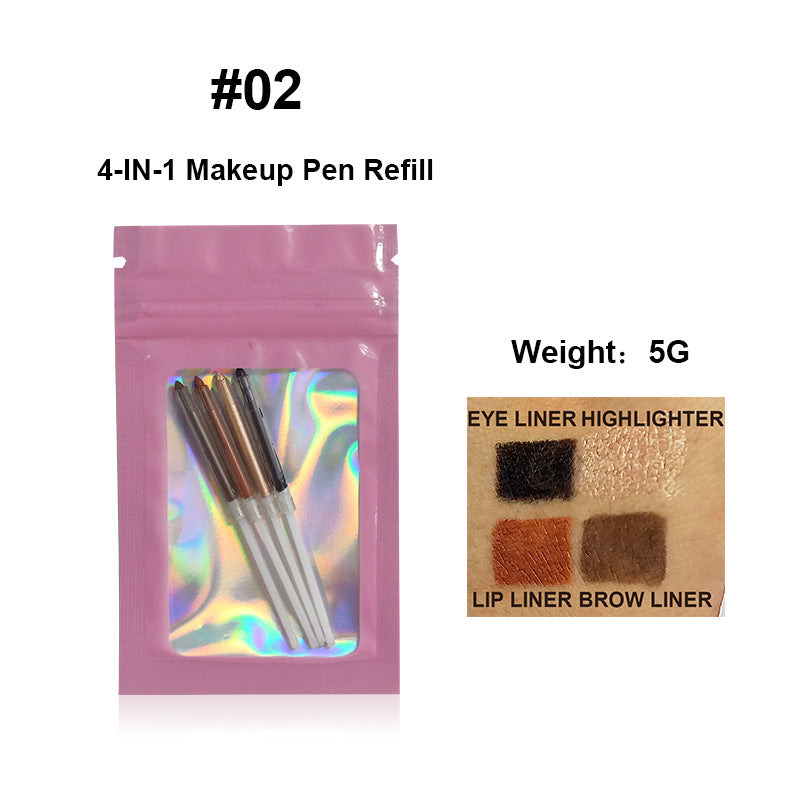 Lápiz de Maquillaje 4 en 1: Labios, Ojos, Cejas y Iluminador