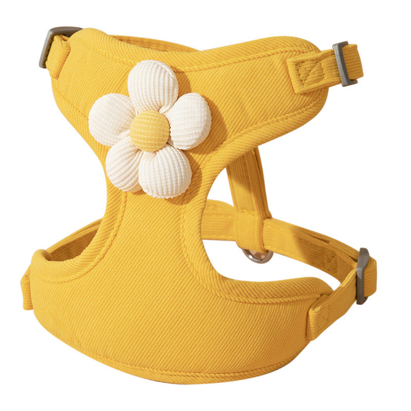 Arnés para Mascotas Pequeñas con Correa de Paseo – Diseño de Margarita en el Pecho