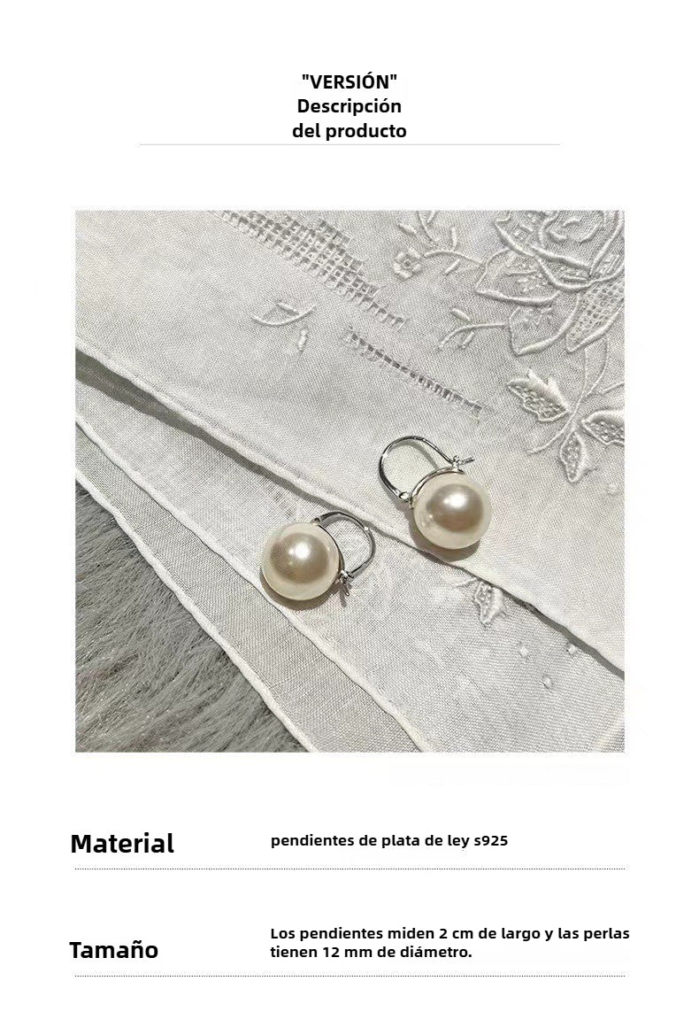 Aretes con Perla en Plata 925 – Estilo Retro Clásico y Elegante con Cierre Ballestilla