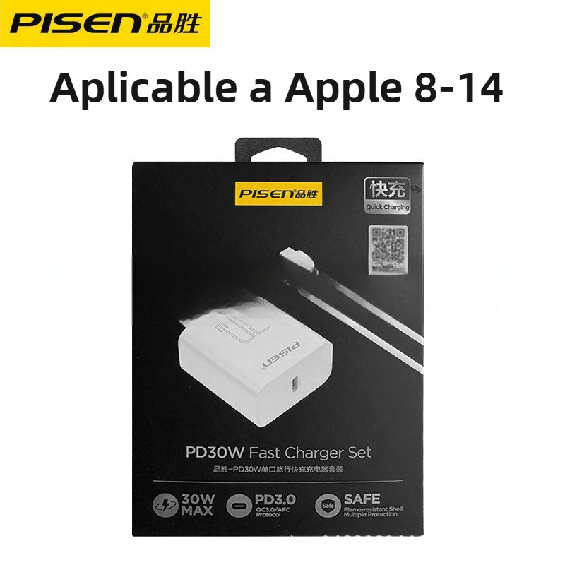 Cargador Rápido PD 30W para iPhone 15: Cable de Datos Tipo C Doble Cabeza