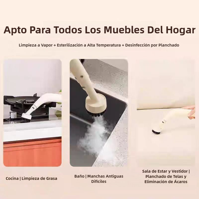 Limpiadora a vapor para cocina y baño usada en muebles del hogar, elimina manchas difíciles y ácaros con esterilización a alta temperatura.