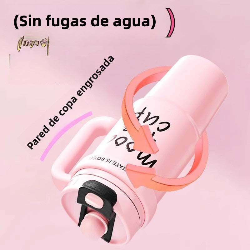 Vaso Térmico de Gran Capacidad con Popote y Boquilla para Bebidas Calientes o Frías