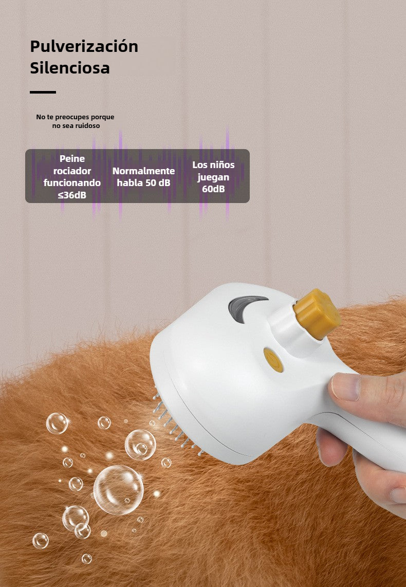 Cepillo con Spray Integrado para Mascotas: Peine Desenredante para Perros y Gatos, Elimina Pelo Muerto y Nudos, Uso Profesional