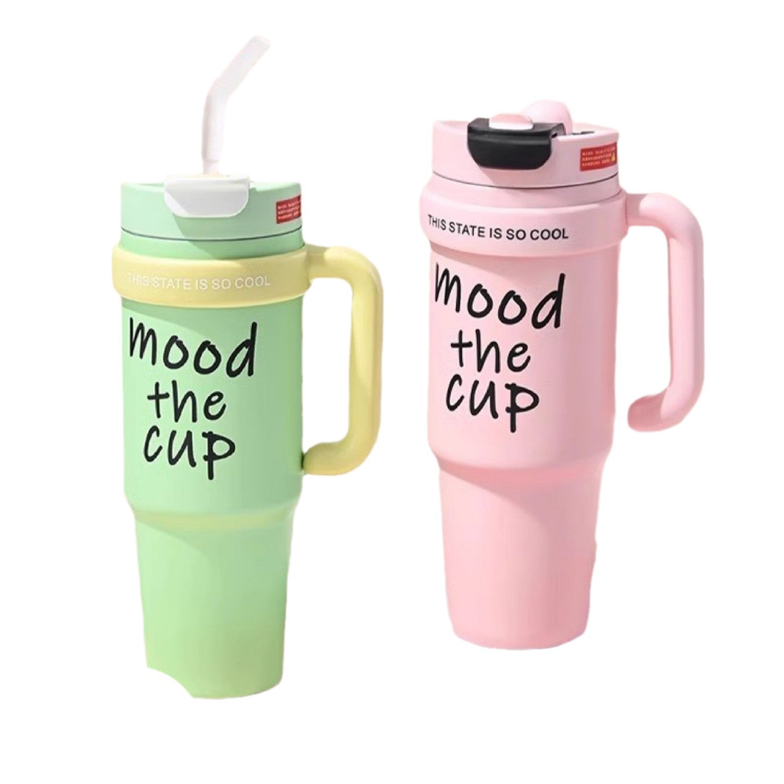 Vaso térmico de gran capacidad en color pastel con popote y boquilla