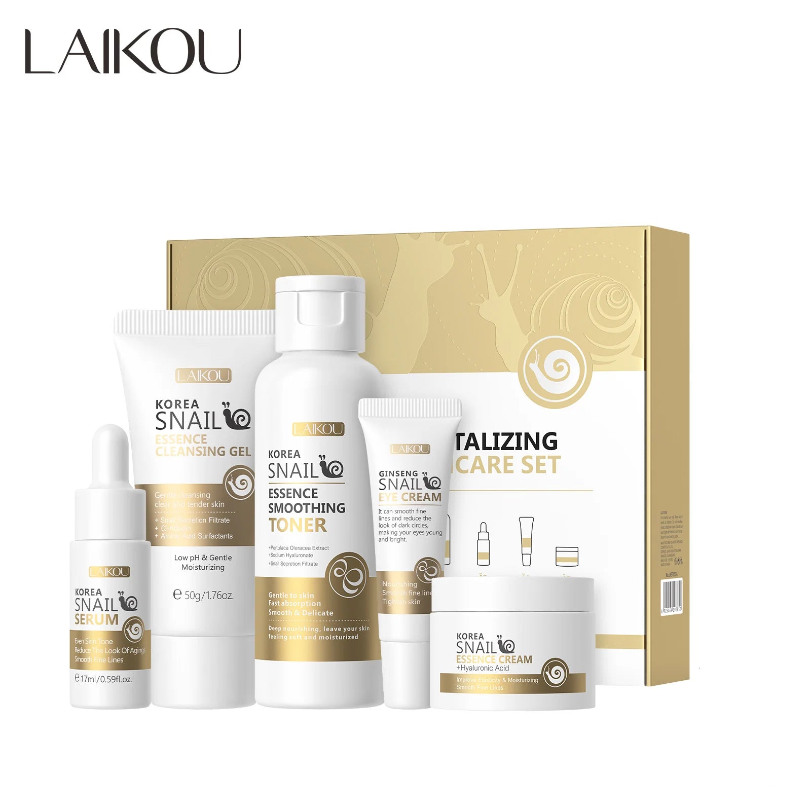 Set facial con extracto de baba de caracol para iluminar y rejuvenecer el rostro