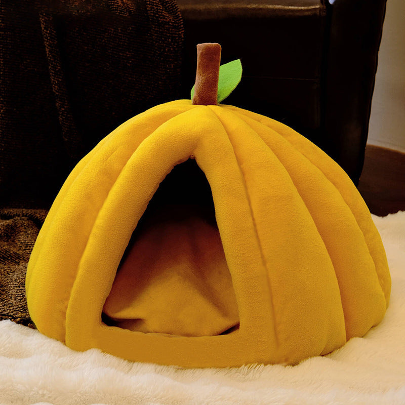 Cama para Gatos y Perros con Forma de Calabaza | Acolchada y Lavable
