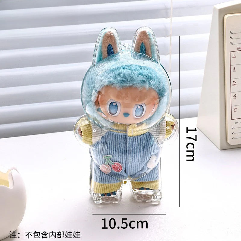 Caja de Exhibición Transparente para Labubu Gen 2 – Para colgar en la mochila o bolsa.