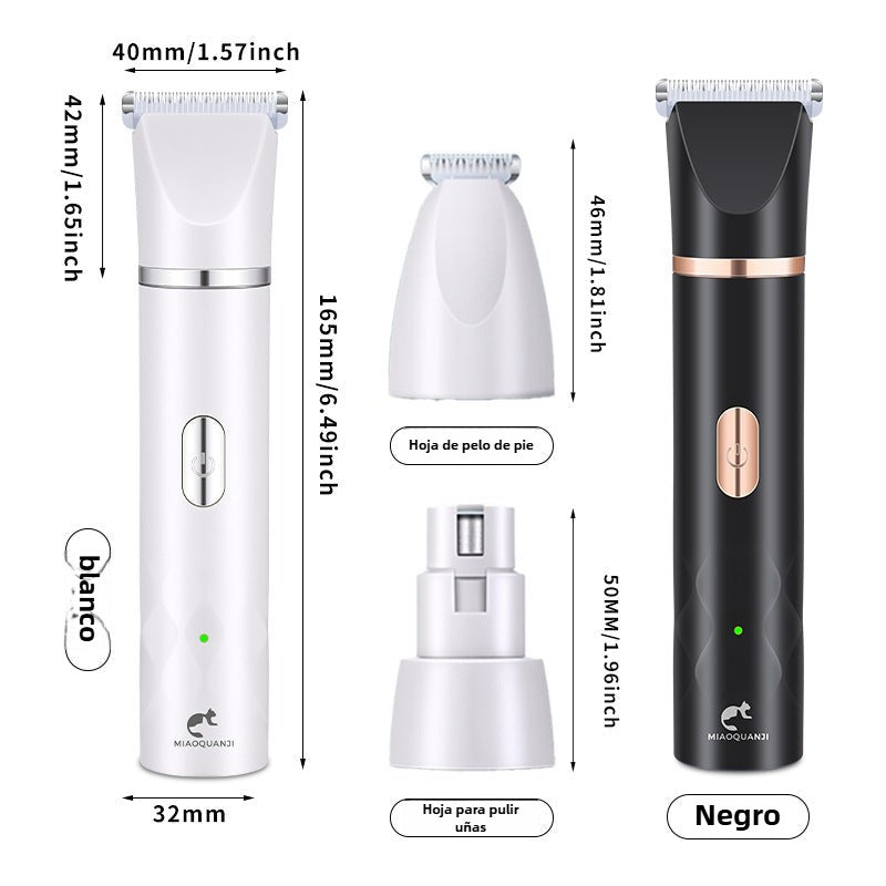 Cortapelos Multifunción 3 en 1 para Mascotas: Esquiladora Eléctrica, Lima de Uñas y Recortador de Pelo, Kit Profesional