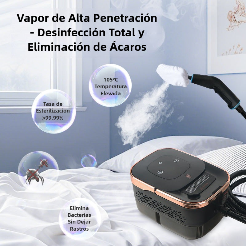 Máquina de limpieza a vapor| Alta temperatura y depósito de 1250 ml, elimina ácaros y bacterias con vapor penetrante a 105 °C.