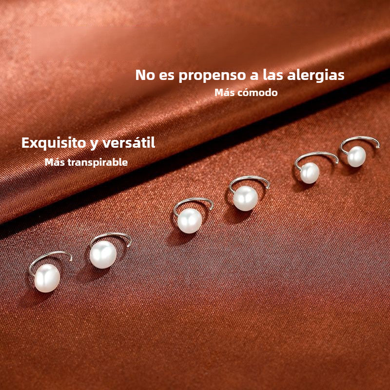 Pendientes de Botón en Plata 999 con Perla – Cierre de Gancho