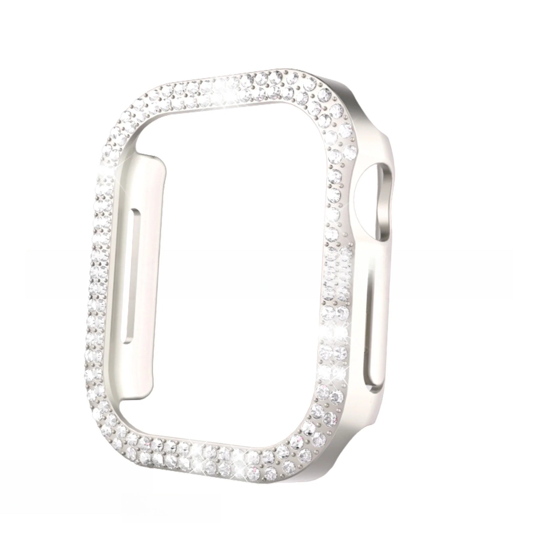 Protective Case for Apple Watch S10: Double Row Diamonds, Perforated Design & Half Cover