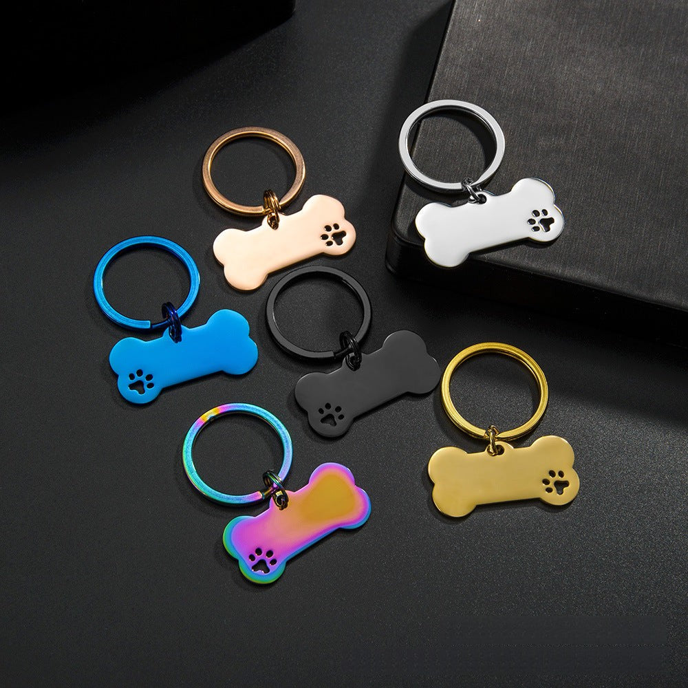 Placa de Acero Inoxidable con Forma de Hueso | Para Grabar Información de Mascotas