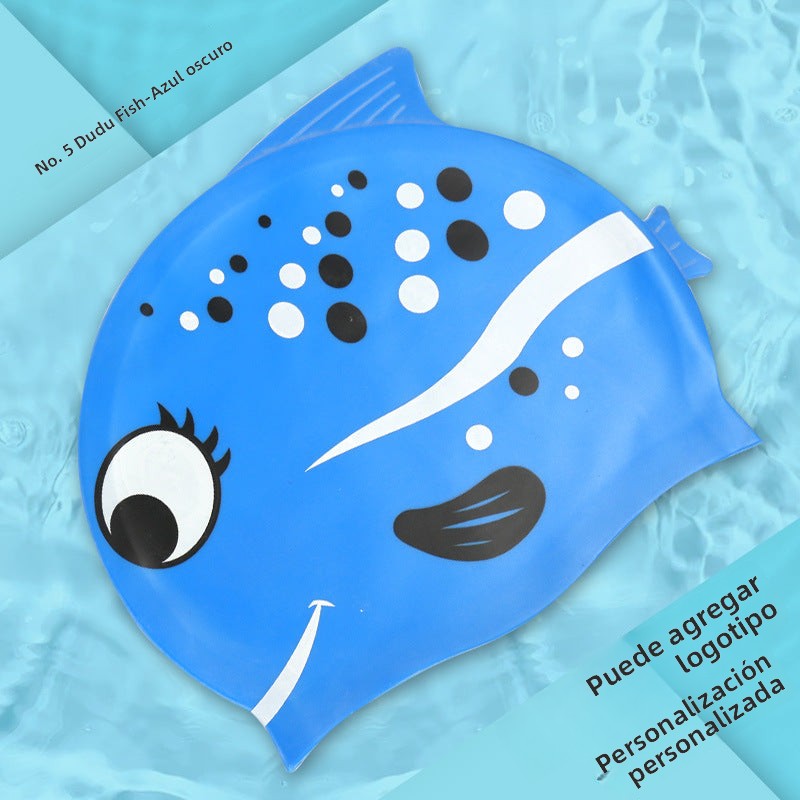 Multicolor Silicone Children's Swim Cap with Waterproof Ear Protection and Animal Design for Swimming and Training
