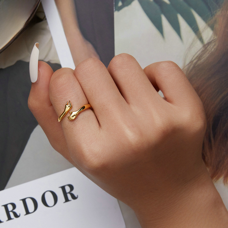 Anillo Abrazo de Plata 925: Diseño Abierto – Símbolo de Amistad