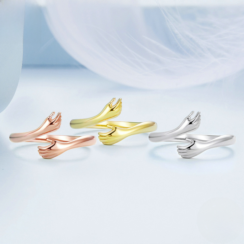 Anillo Abrazo de Plata 925: Diseño Abierto – Símbolo de Amistad