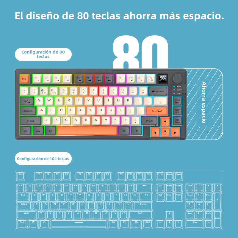 Teclado y Ratón Inalámbricos Bluetooth K920: Doble Modo, Pantalla, Controlador de Rueda, Tres Colores