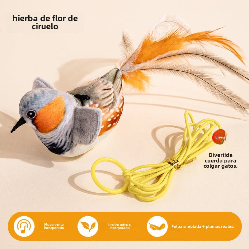 Juguete para Gato: Varita de Plumas con Sonido de Pájaro Realista