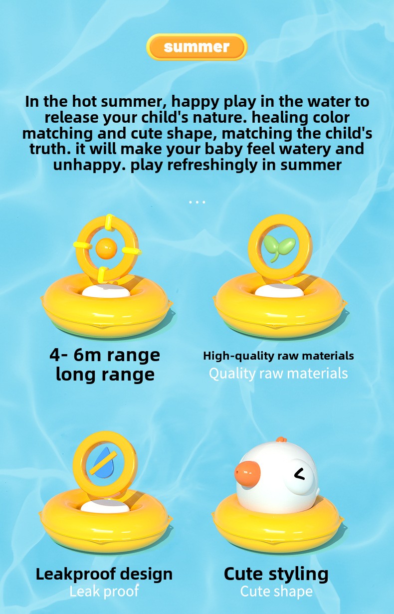 Pistolas de Agua para Niños con Diseño de Animales: Patito Amarillo y Dinosaurio, Juguetes de Verano para Playa y Juegos Acuáticos